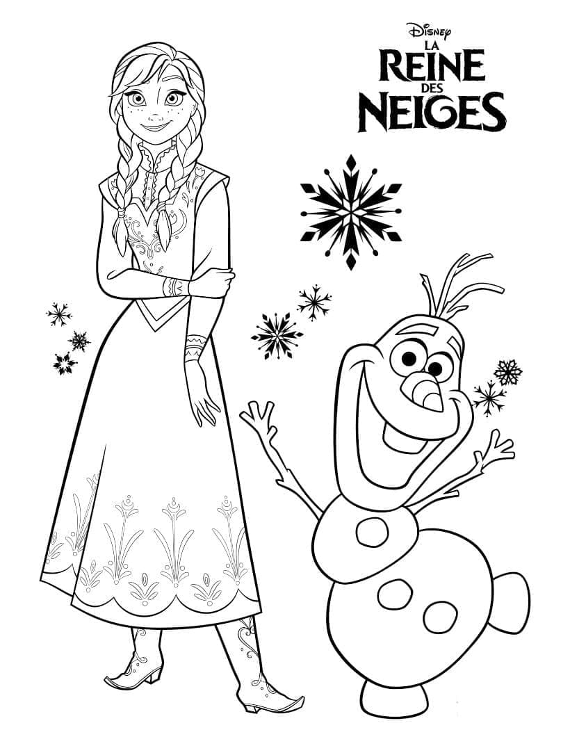 Desenho deAnna com Olaf para colorir