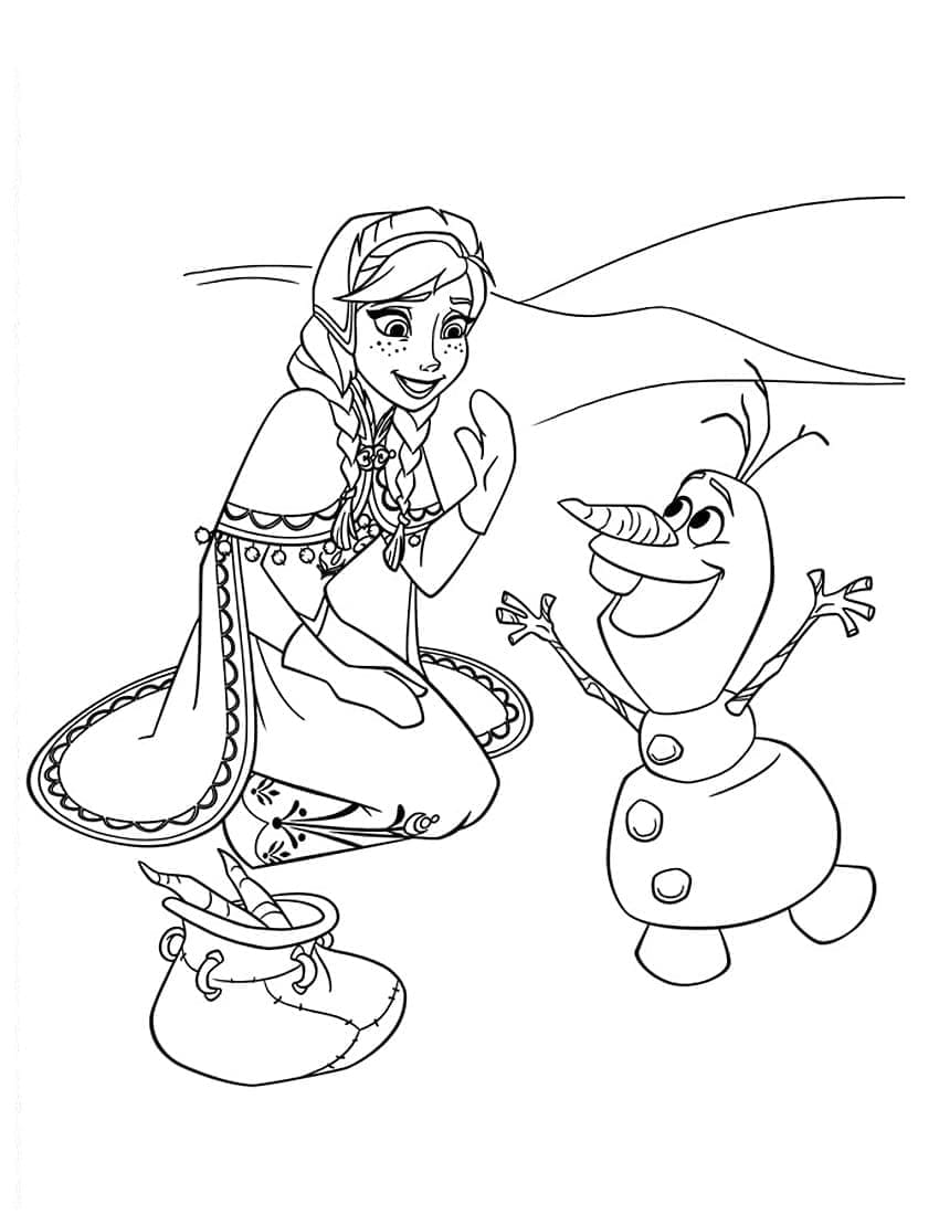 Desenho deAnna e Olaf para colorir