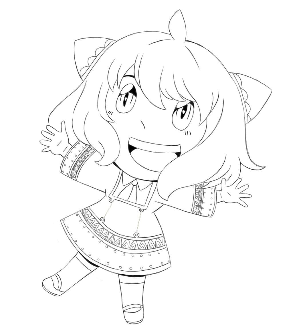 Desenho deAnya Chibi para colorir