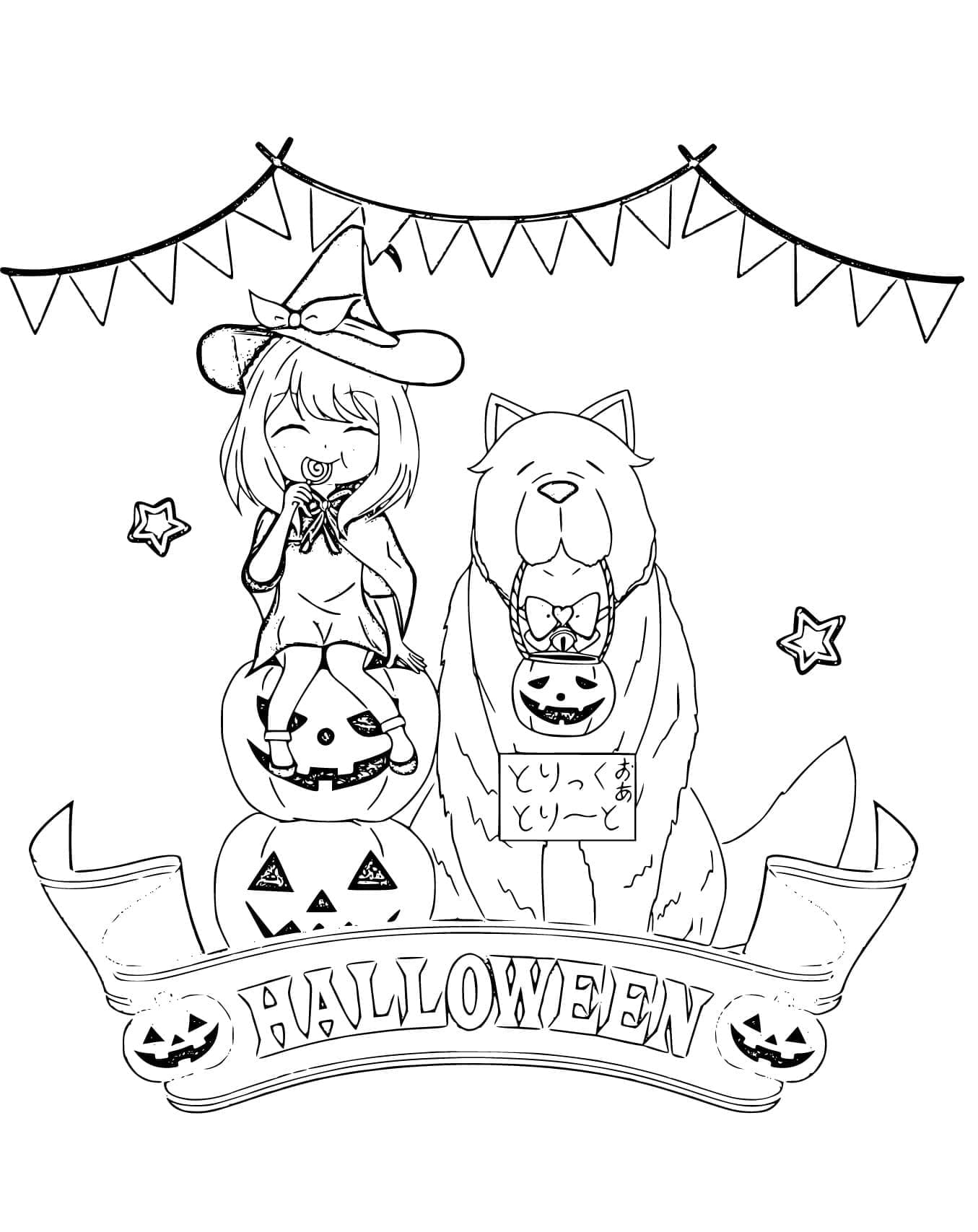 Desenho deAnya no Halloween para colorir