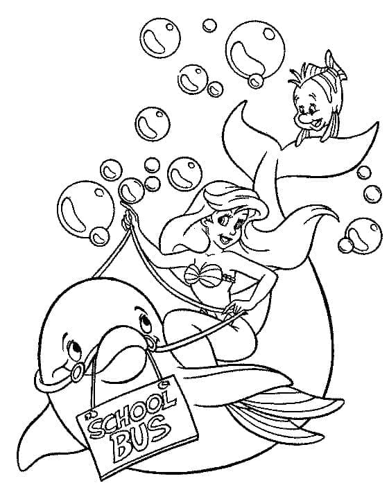 Desenho deAriel e Golfinho para colorir