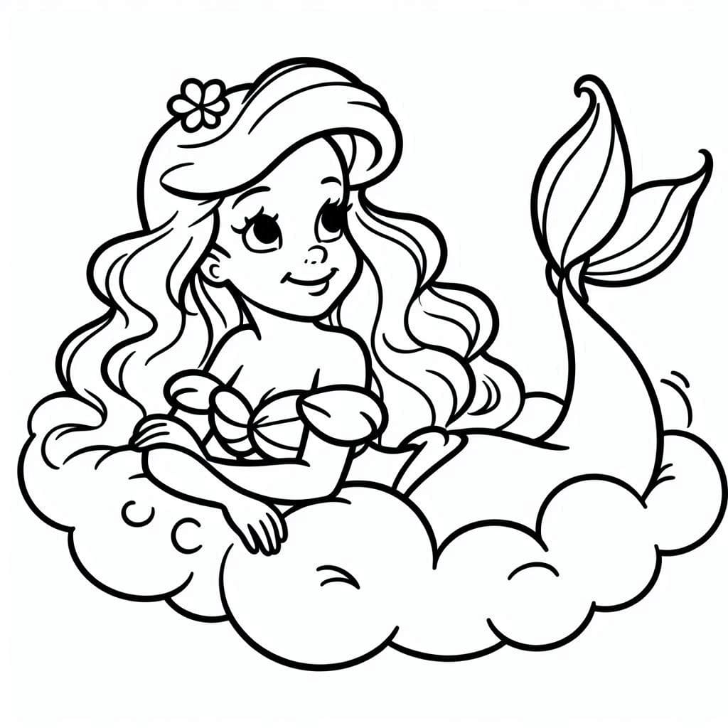 Desenho deAriel na Nuvem para colorir