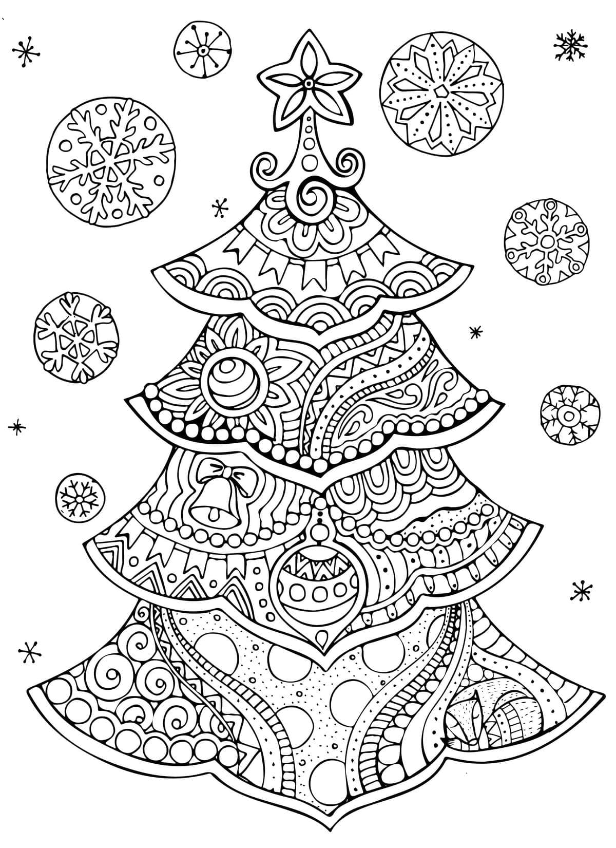 Desenho deÁrvore de Natal Antiestresse para colorir