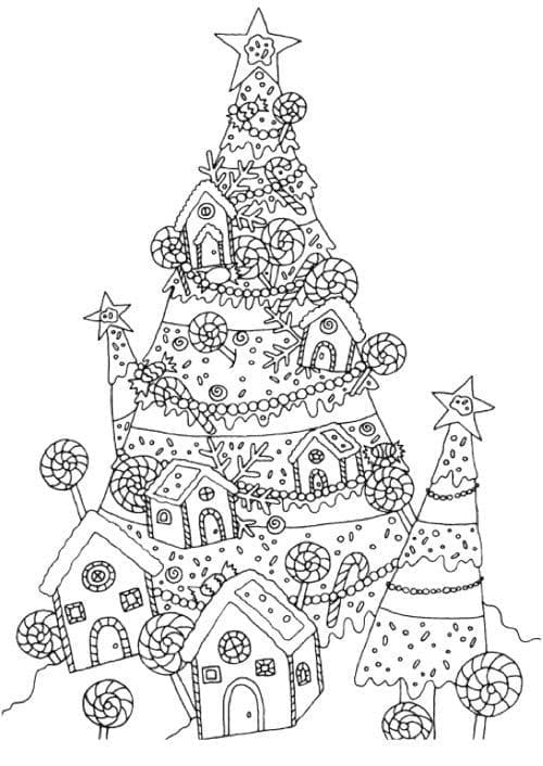 Desenhos de Árvore de Natal para colorir