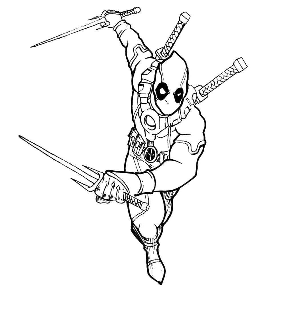 Desenho deAtaque Deadpool para colorir