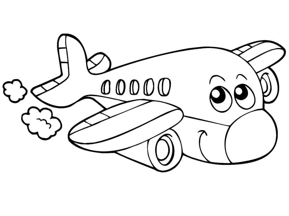 Desenho deAvião Fofo para colorir