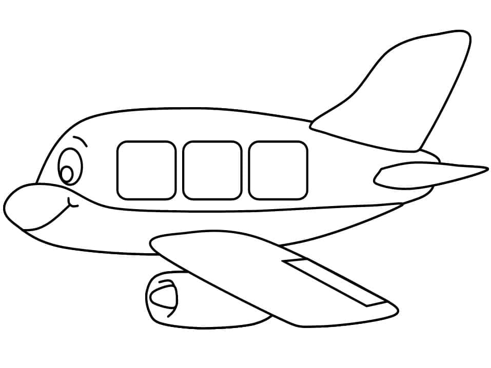 Desenho deAvião de Desenho Animado para colorir