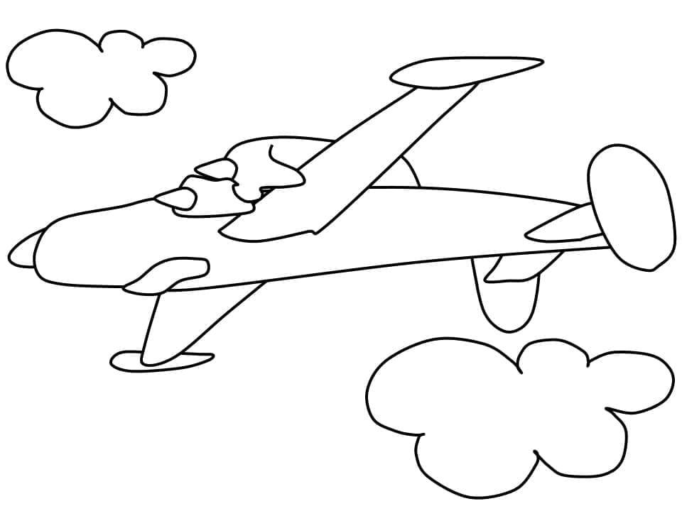 Desenho deAvião está Voando para colorir