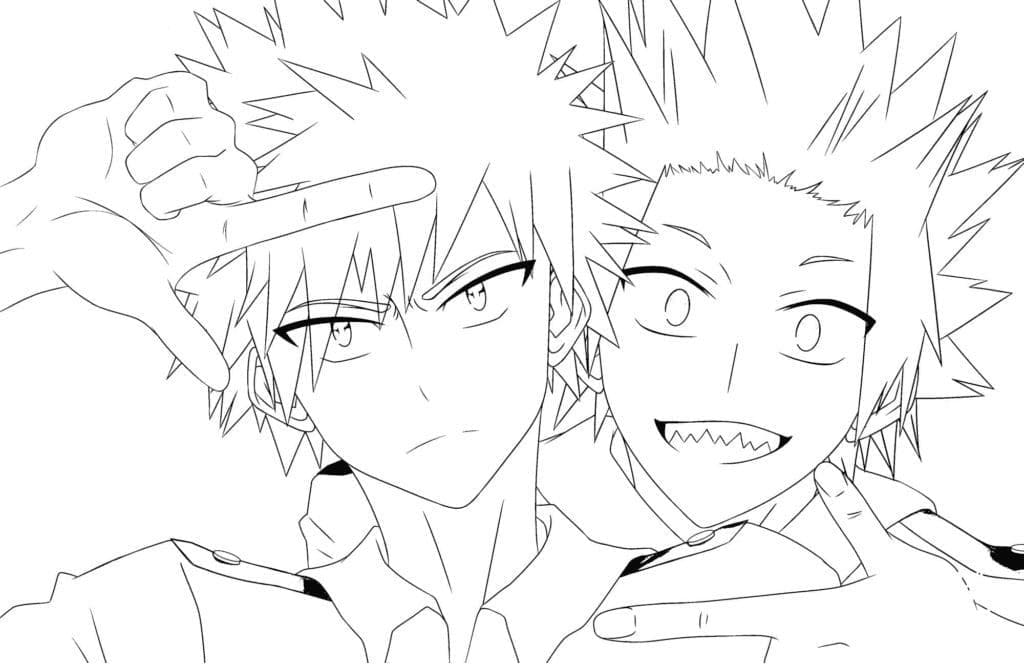 Desenho deBakugo e Kirishima para colorir