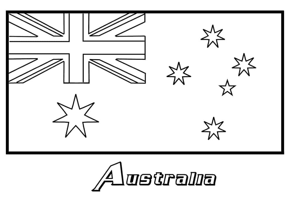 Desenho deBandeira da Australia Imprimível Para Crianças para colorir