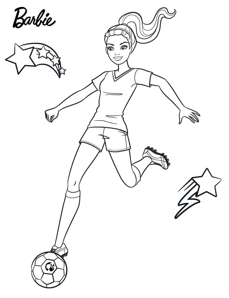 Desenho deBarbie Joga Futebol para colorir