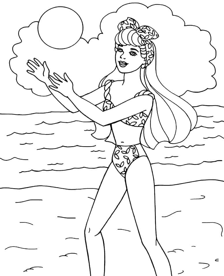 Desenho deBarbie Joga Vôlei para colorir