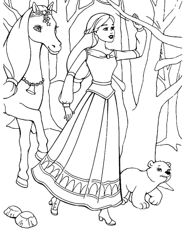 Desenho deBarbie na Floresta para colorir