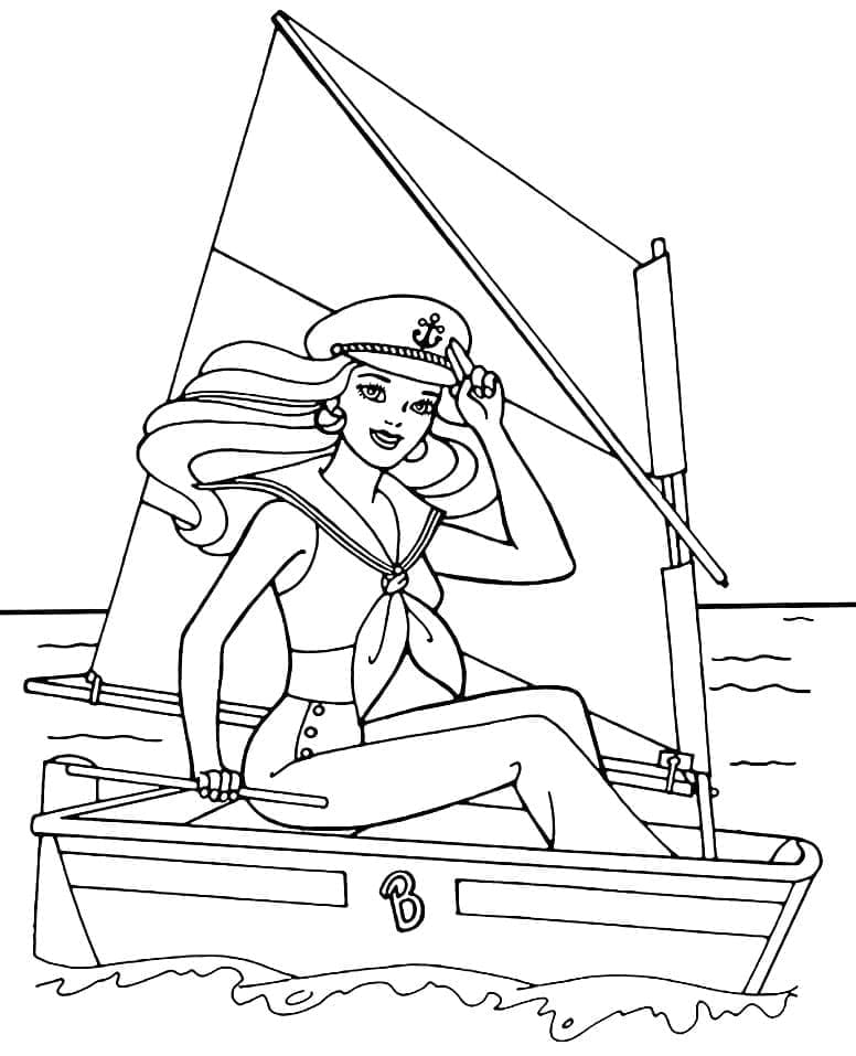 Desenho deBarbie no Barco para colorir