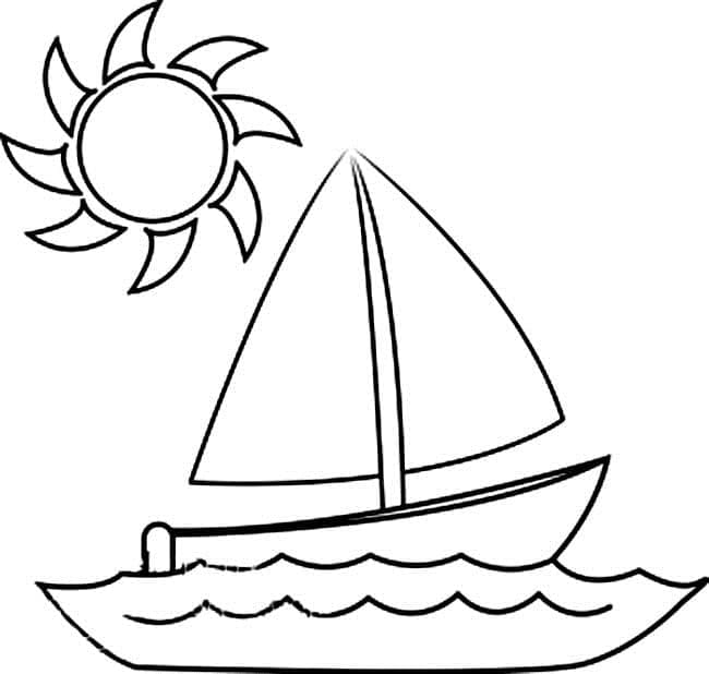 Desenho deBarco Fácil para colorir