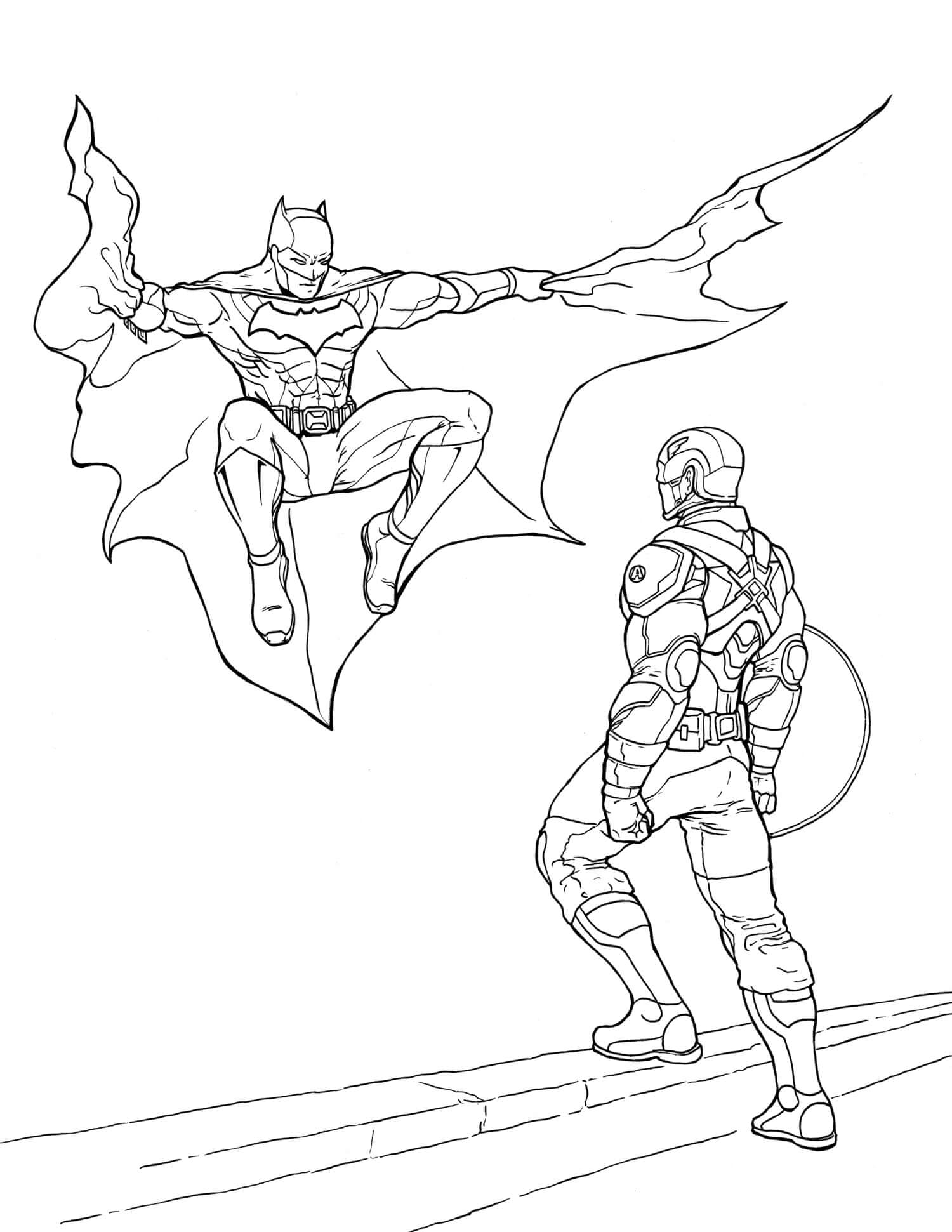 Desenho deBatman e Capitão América para colorir