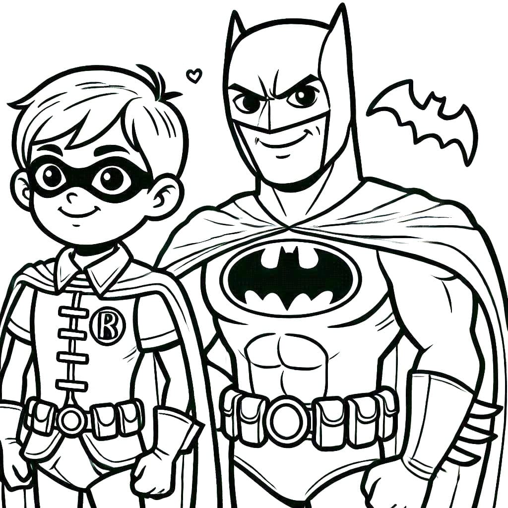 Desenho deBatman e Robin DC Comics para colorir