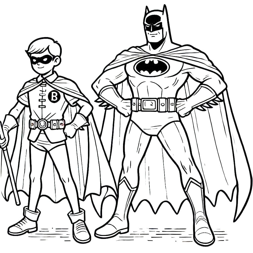 Desenho deBatman e Robin Grátis Para Crianças para colorir