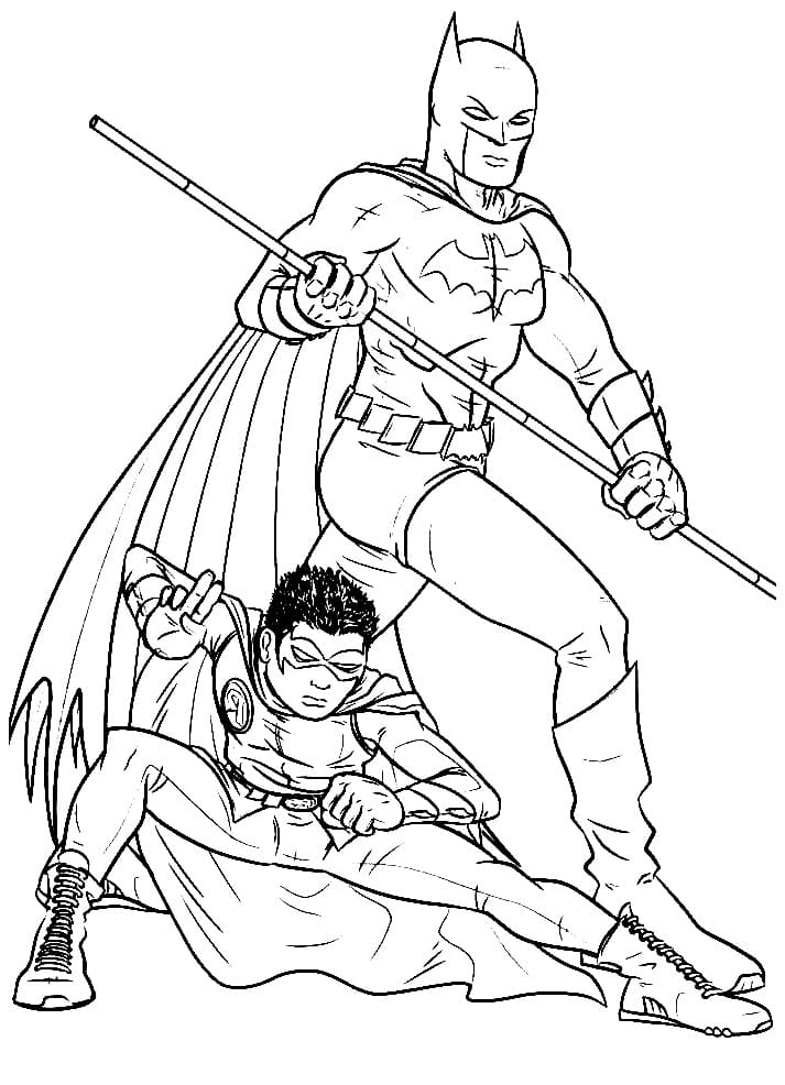 Desenho deBatman e Robin Grátis para colorir