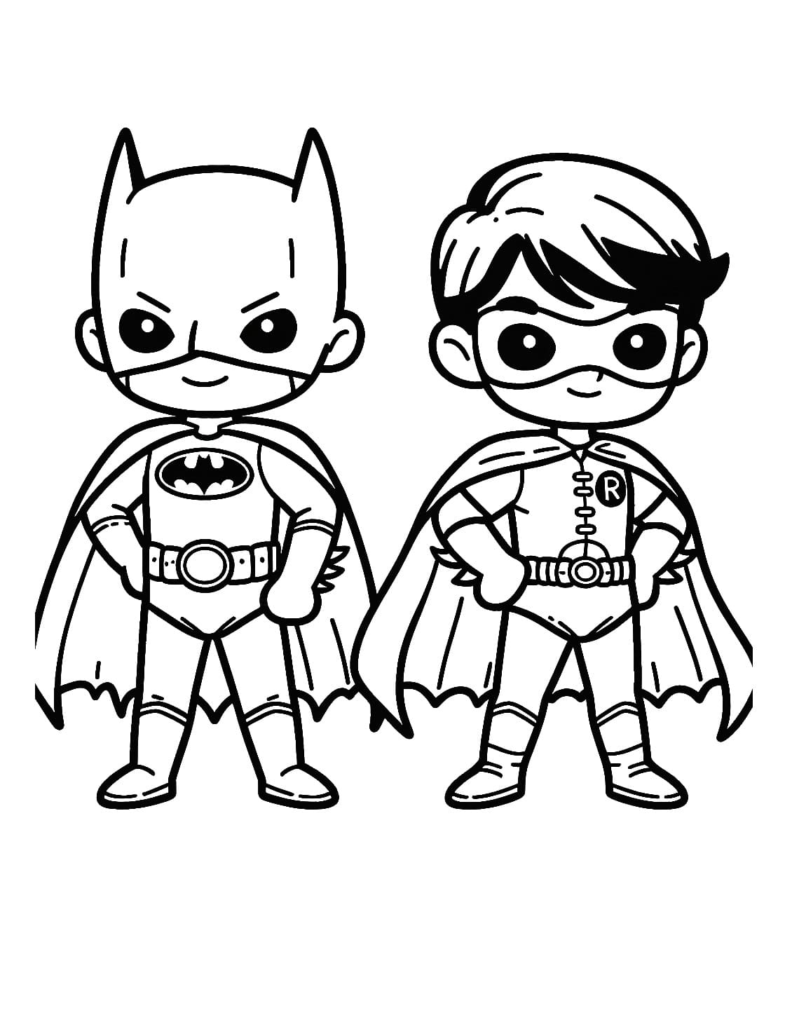 Desenho deBatman e Robin Imprimível Grátis Para Crianças para colorir