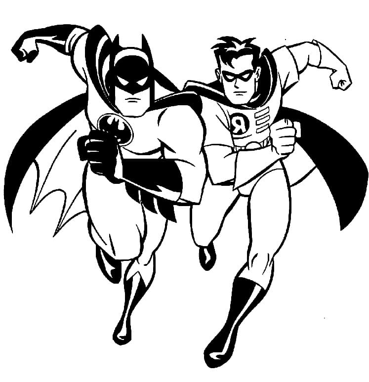 Desenho deBatman e Robin Imprimível Grátis para colorir