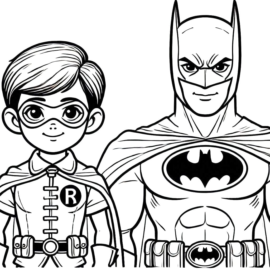 Desenho deBatman e Robin Imprimível para colorir