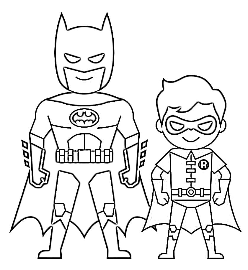 Desenho deBatman e Robin Para Crianças de 2 Ano para colorir