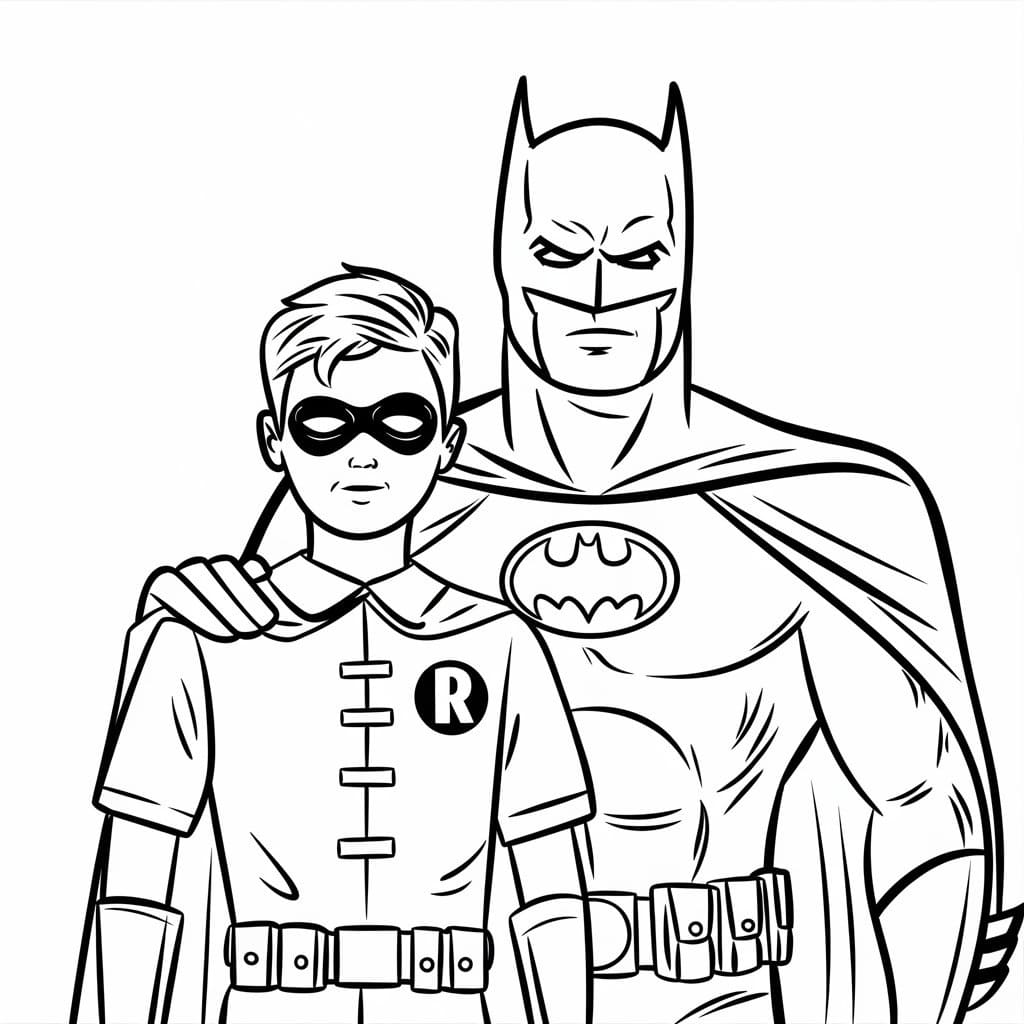 Desenho deBatman e Robin Para Crianças de 3 Ano para colorir