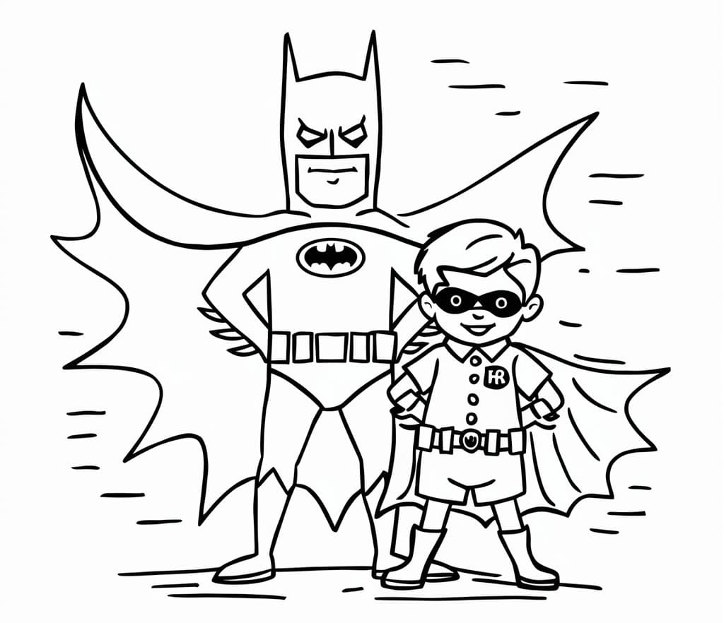 Desenho deBatman e Robin Para Crianças de 4 Ano para colorir