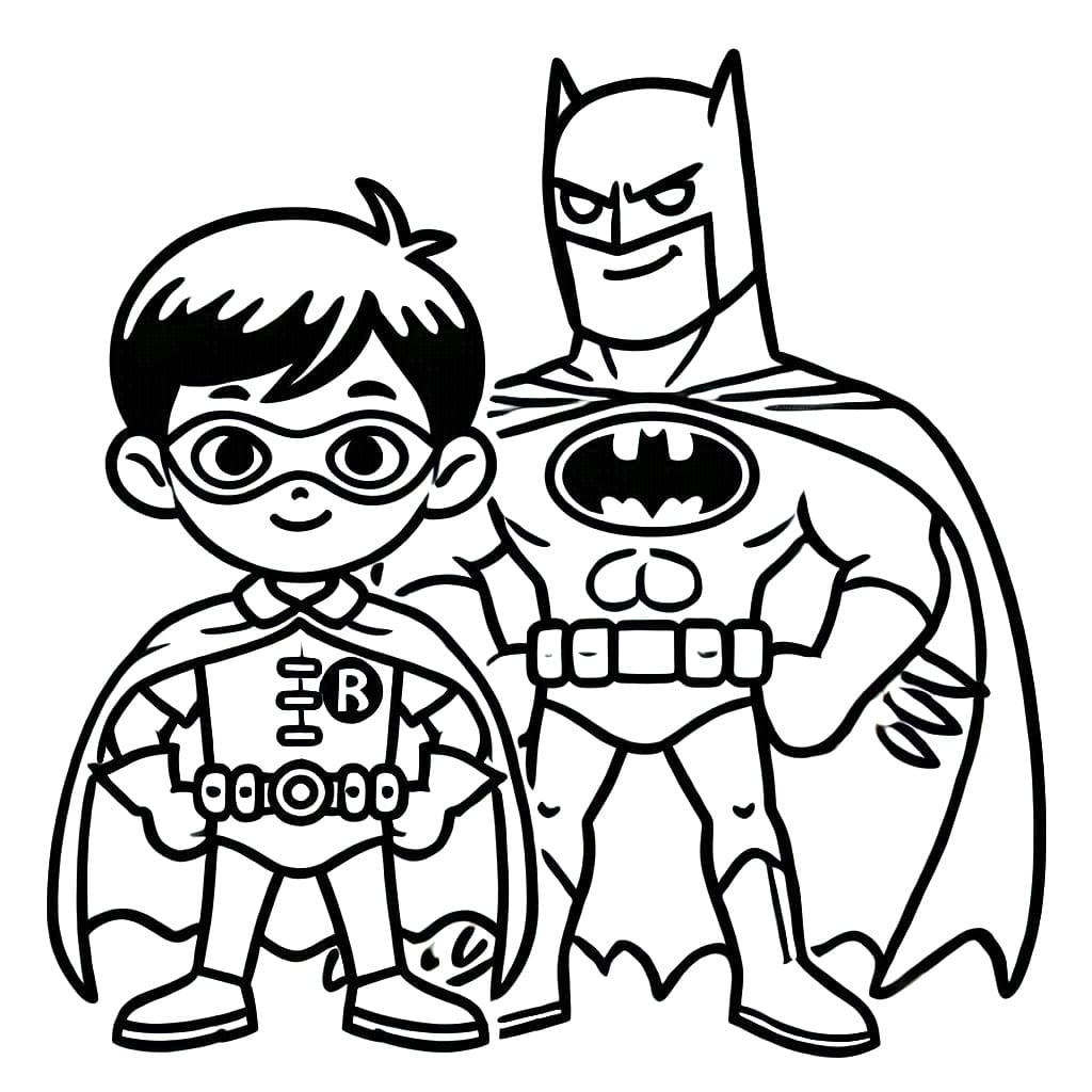 Desenho deBatman e Robin Para Crianças de 6 Ano para colorir