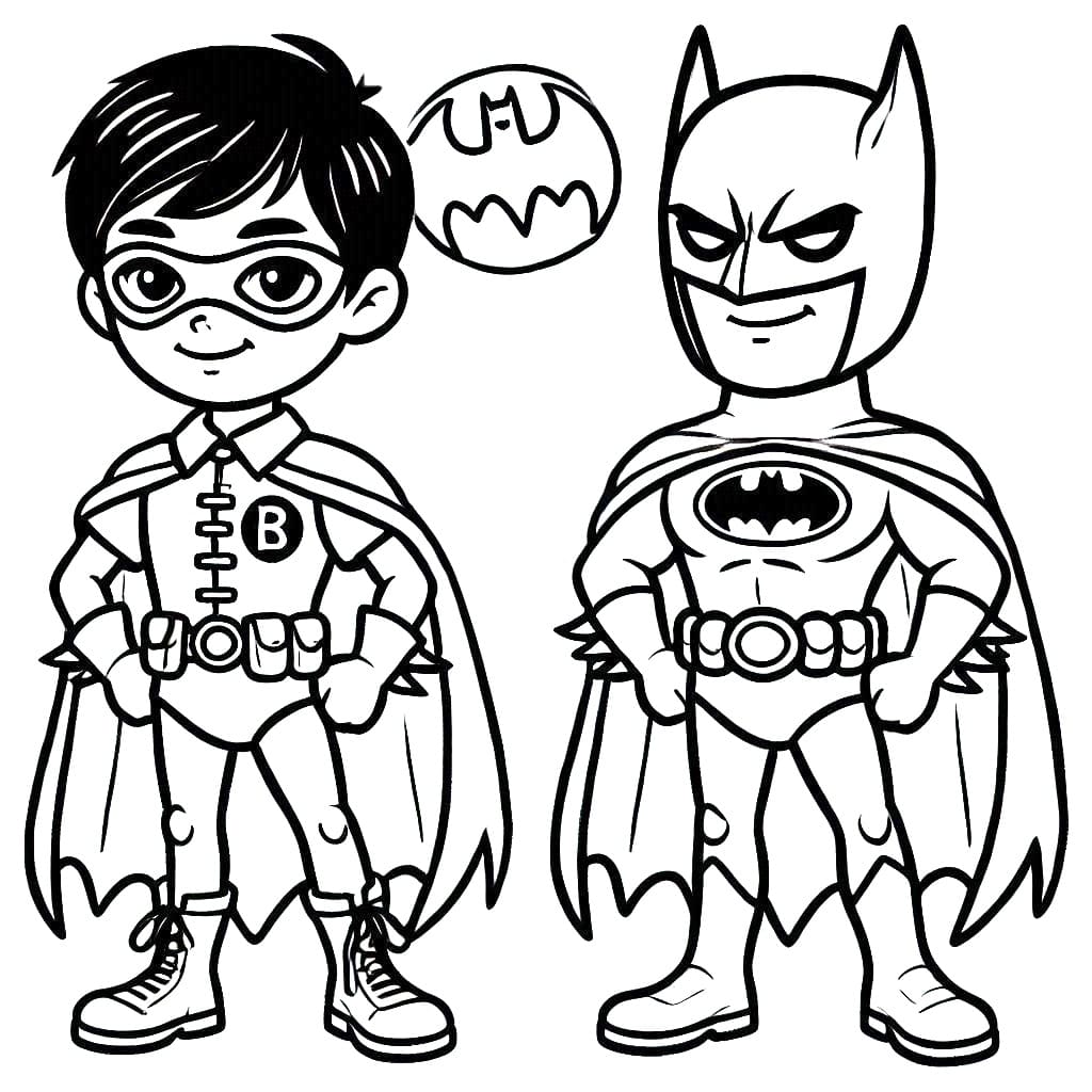 Desenho deBatman e Robin Super-heróis para colorir