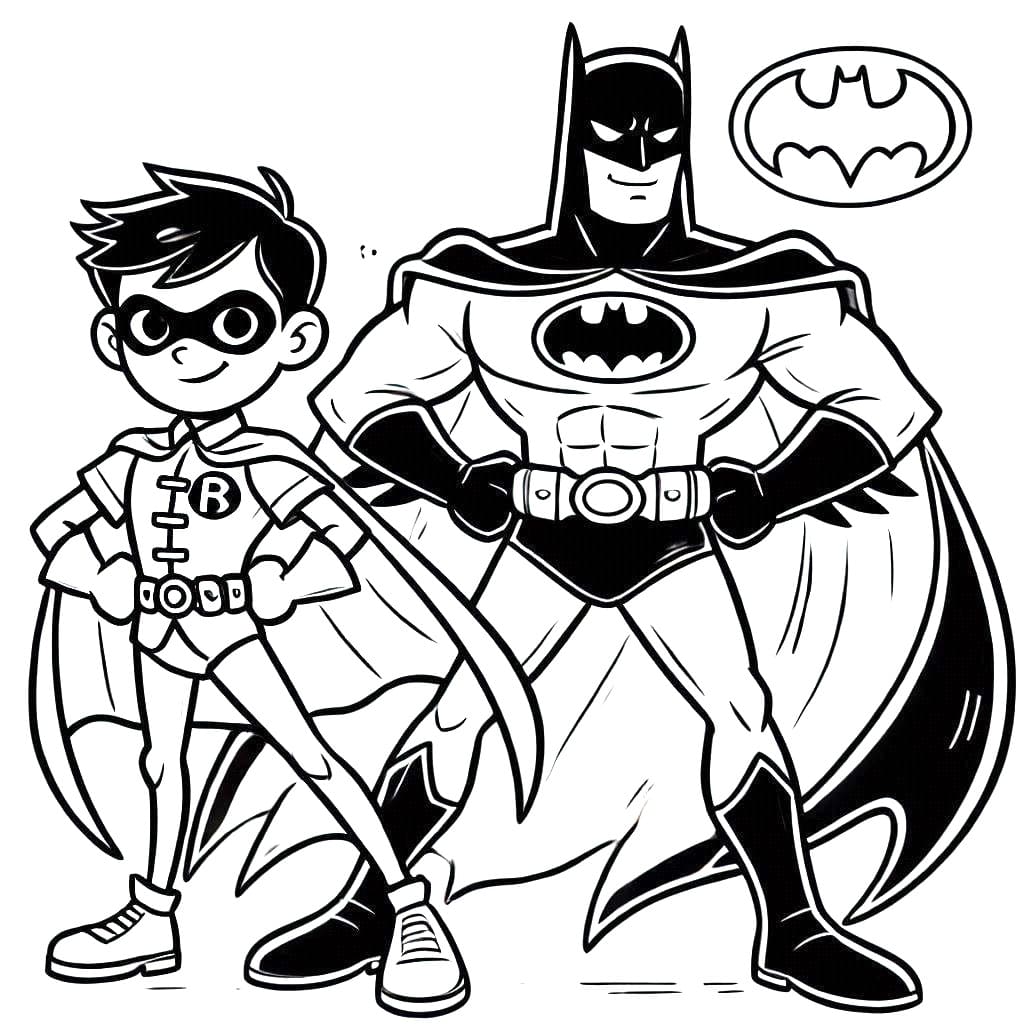 Desenhos de Batman e Robin para colorir