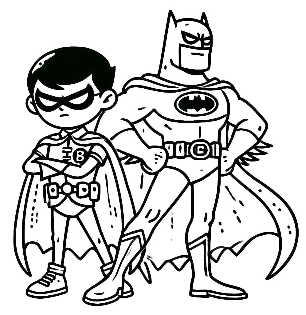 Desenho deBatman e Robin de DC para colorir