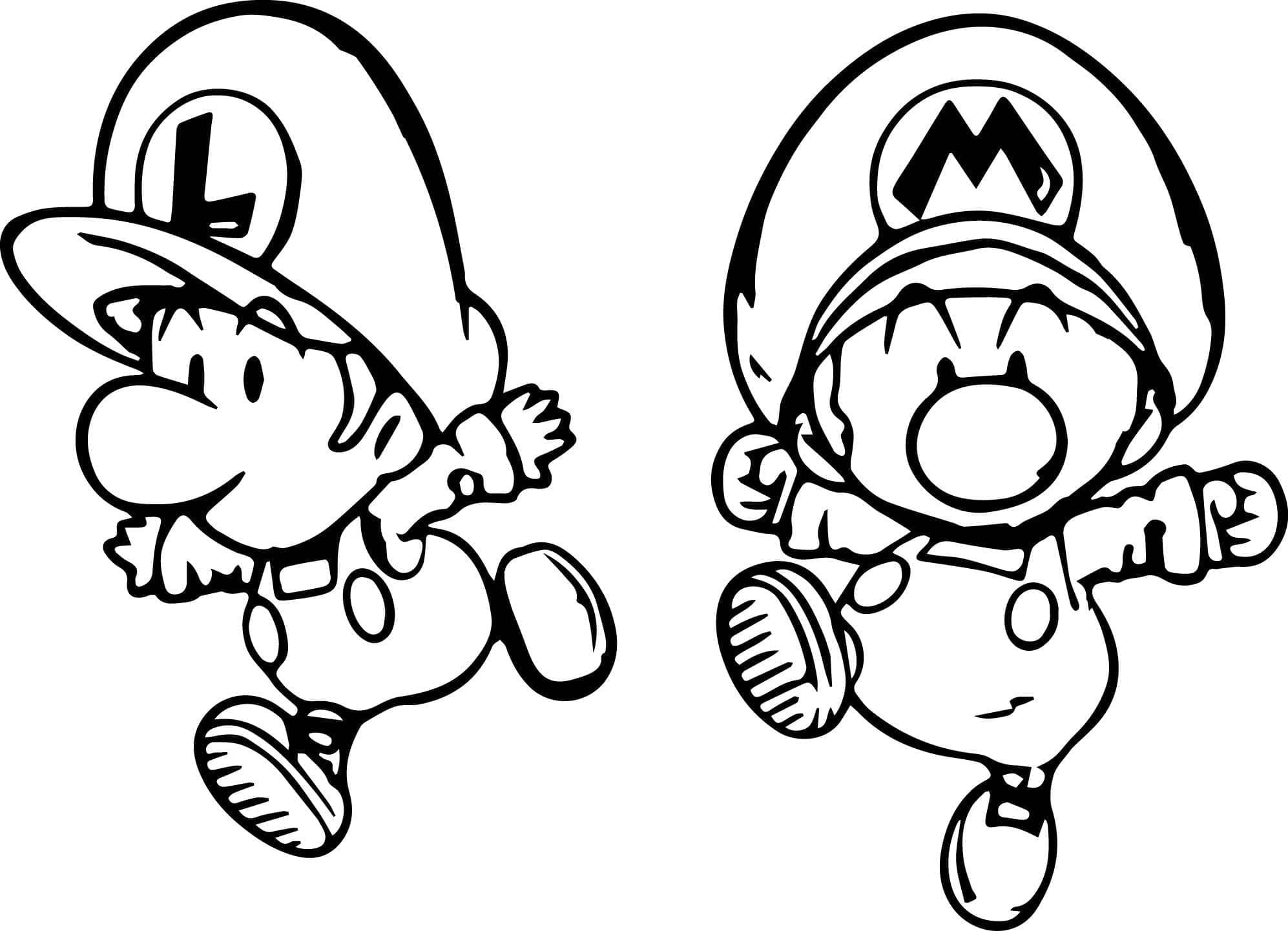 Desenho deBebê Mario e Luigi para colorir