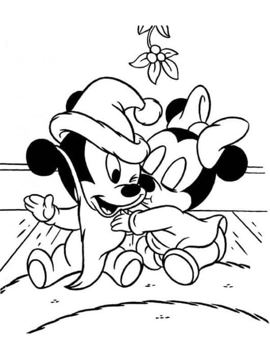 Desenho deBebê Mickey e Minnie Disney para colorir