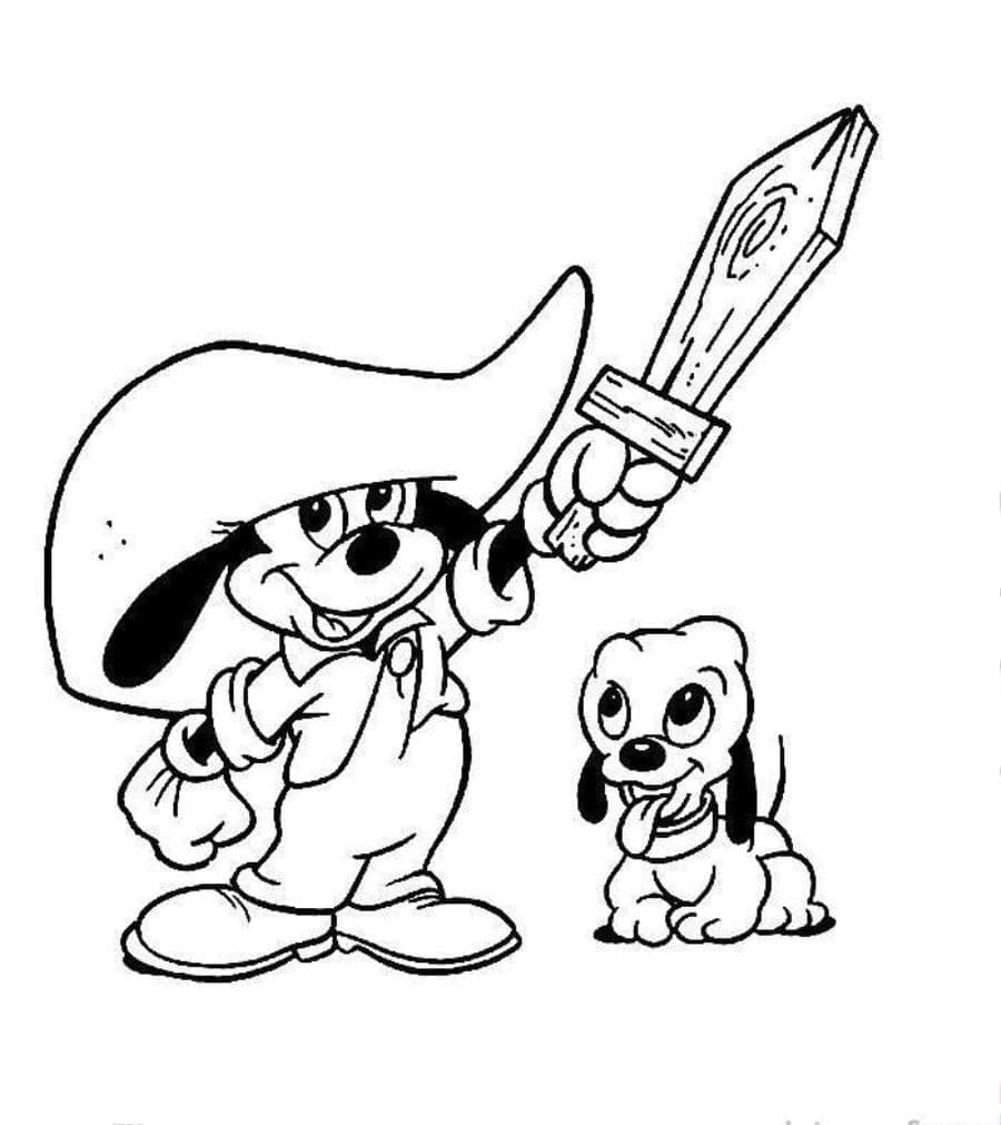 Desenho deBebê Mickey e Pluto Disney para colorir