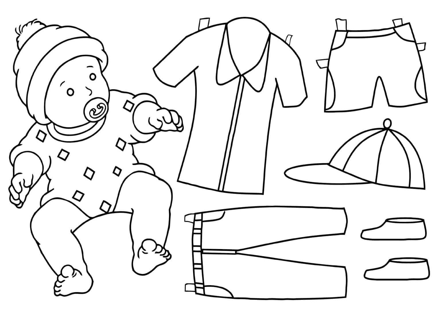 Desenho deBebê e Roupas para colorir