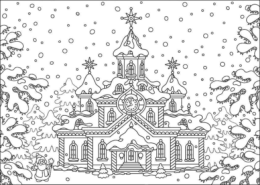 Desenho deBela Casa de Inverno para colorir