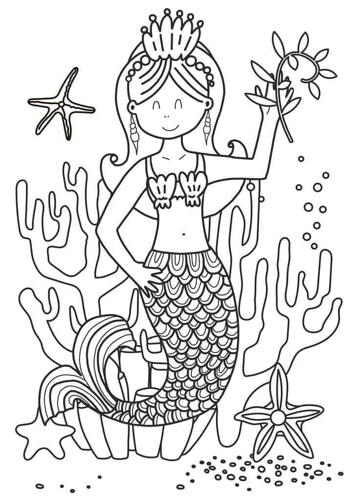 Desenho deBela Sereia para colorir