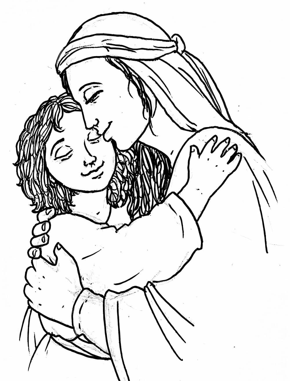 Desenho deBíblia Maria Mãe de Jesus para colorir