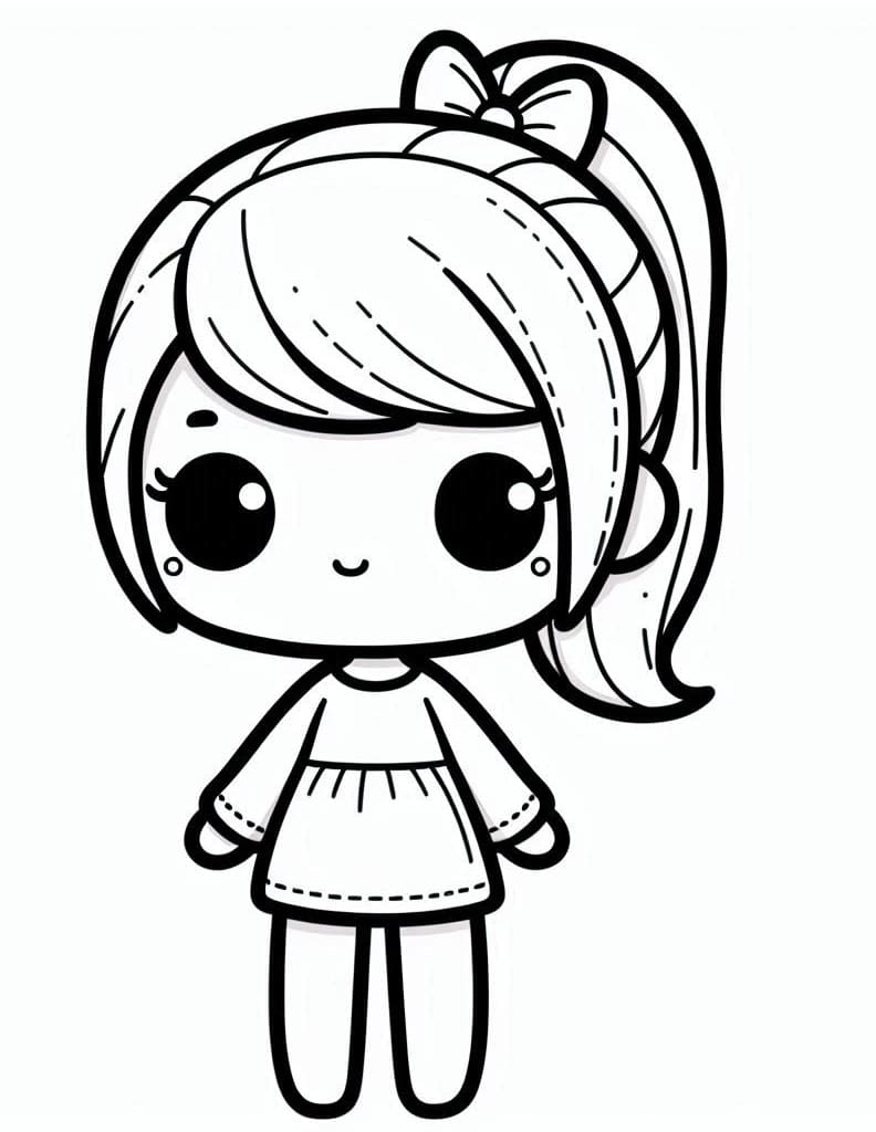 Desenho deBoneca Kawaii Básica para colorir