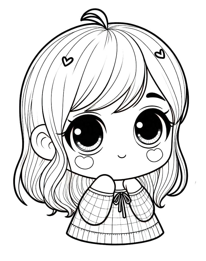 Desenho deBoneca Kawaii Feliz para colorir