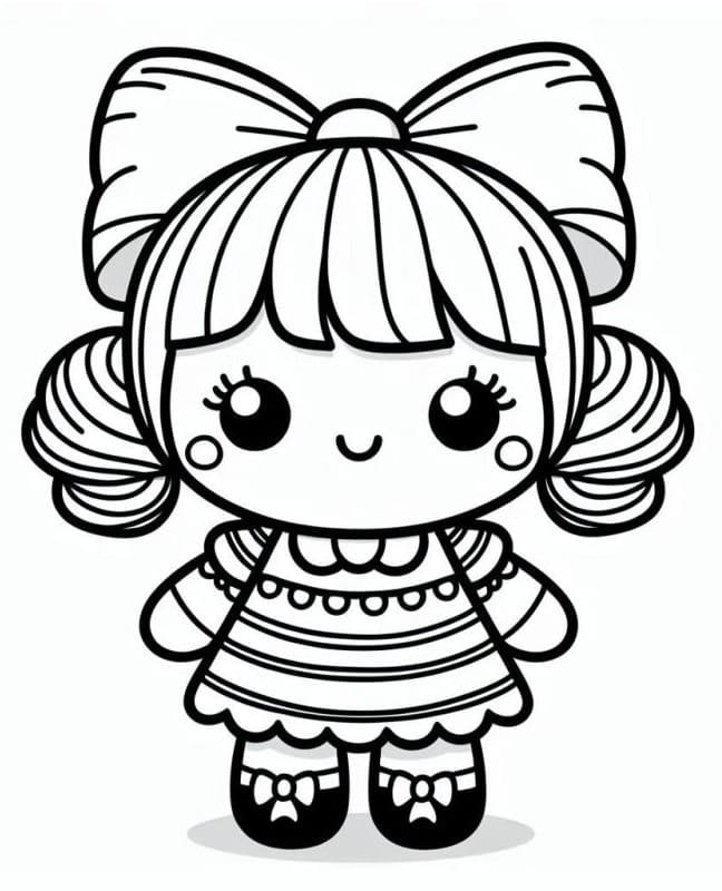 Desenho deBoneca Kawaii Imprimível Para Crianças para colorir