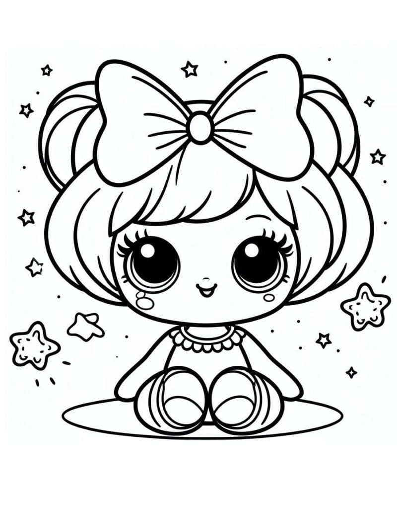 Desenho deBoneca Kawaii Imprimível para colorir