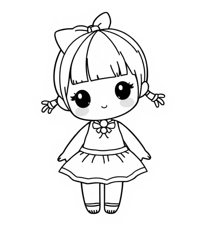 Desenho deBoneca Kawaii Para Crianças de 2 Ano para colorir