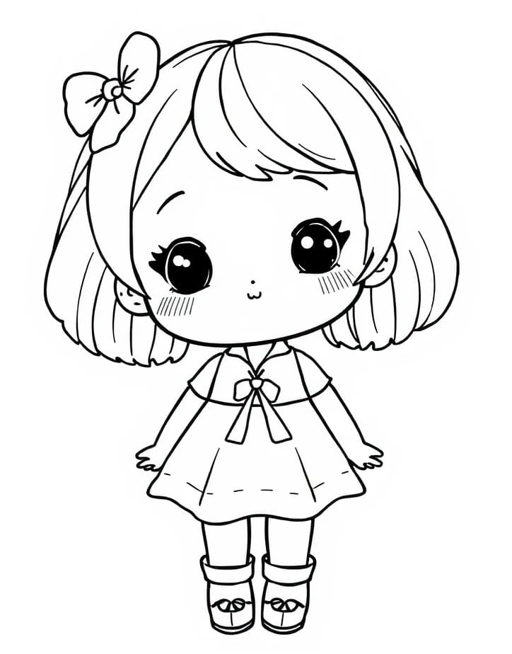 Desenho deBoneca Kawaii Para Crianças de 3 Ano para colorir