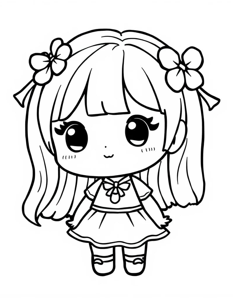 Desenho deBoneca Kawaii Para Crianças de 5 Ano para colorir