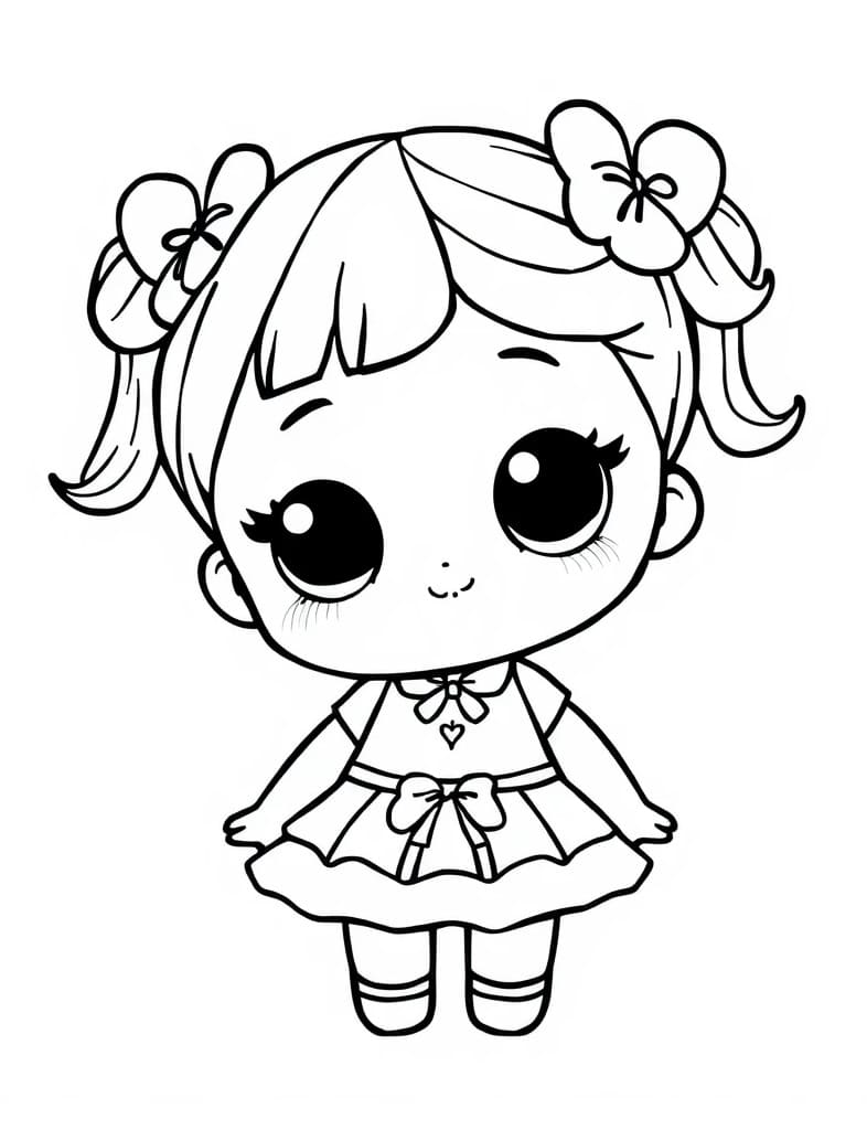 Desenho deBoneca Kawaii Para Crianças de 6 Ano para colorir