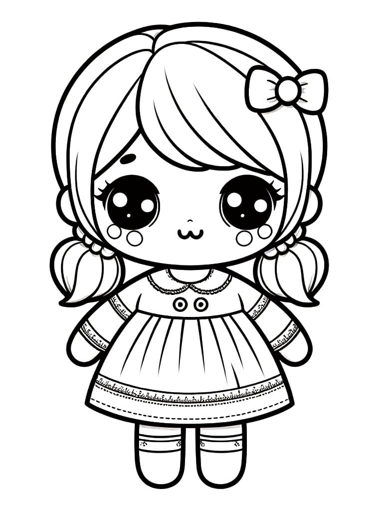 Desenho deBoneca Kawaii Perfeita para colorir