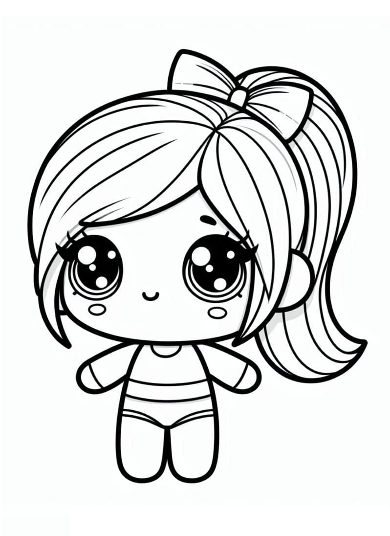 Desenho deBoneca Kawaii Sorridente para colorir